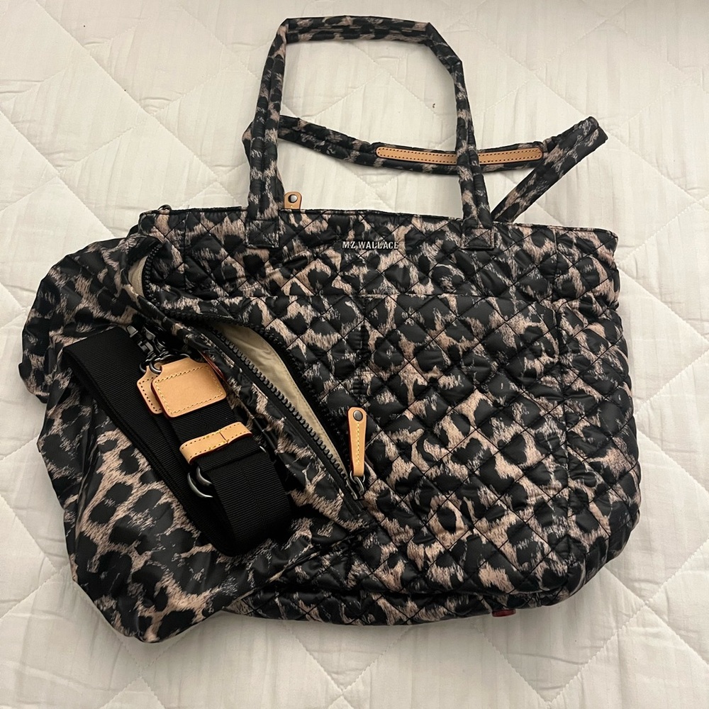 MZ Wallace Black and Tan Textured Tote